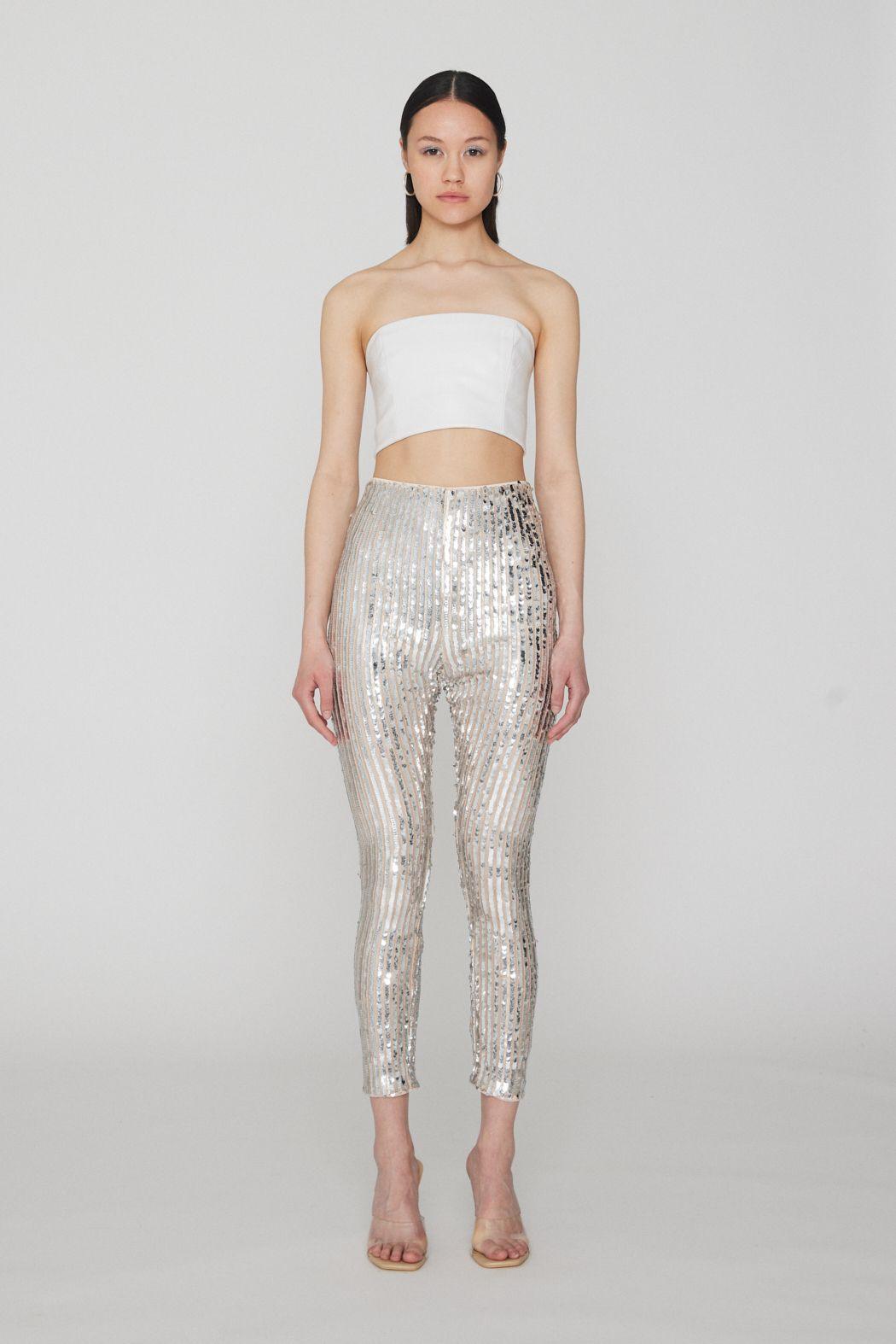 Rotate Remain - Jean Silver Sequin Leggings - 32 The Guild 