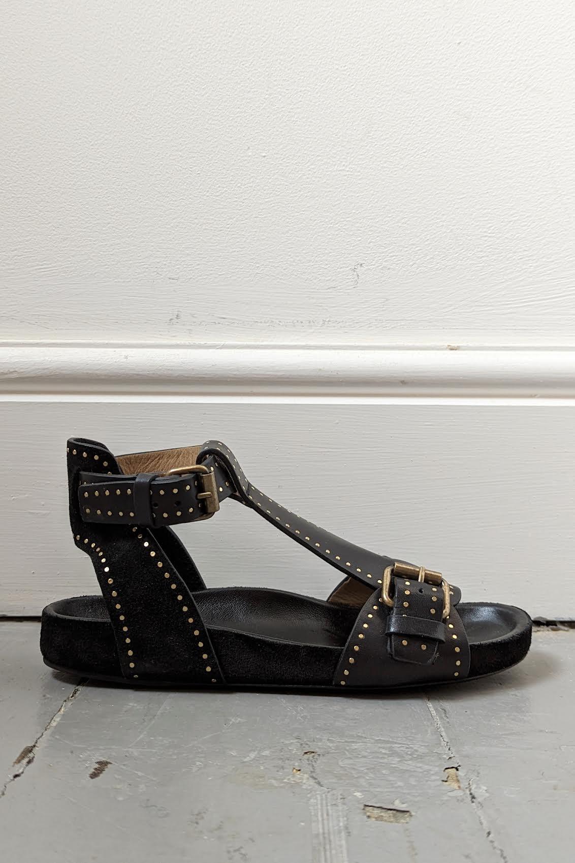 Isabel Marant Etoile - Layne Black Studded Sandals - 32 The Guild 