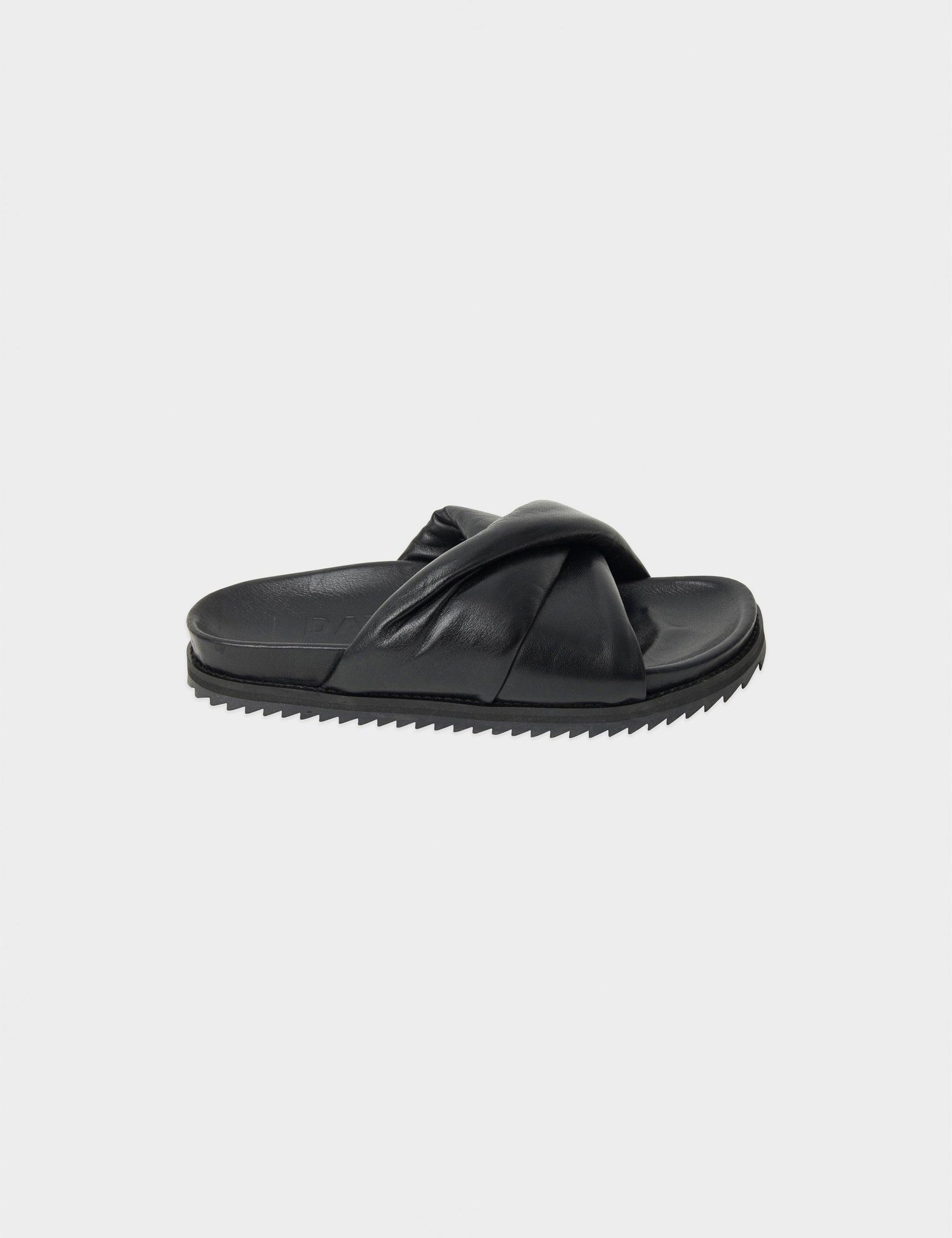 DAY BIRGER - Nairobi Black Leather Padded Twist  Sandals - 32 The Guild 