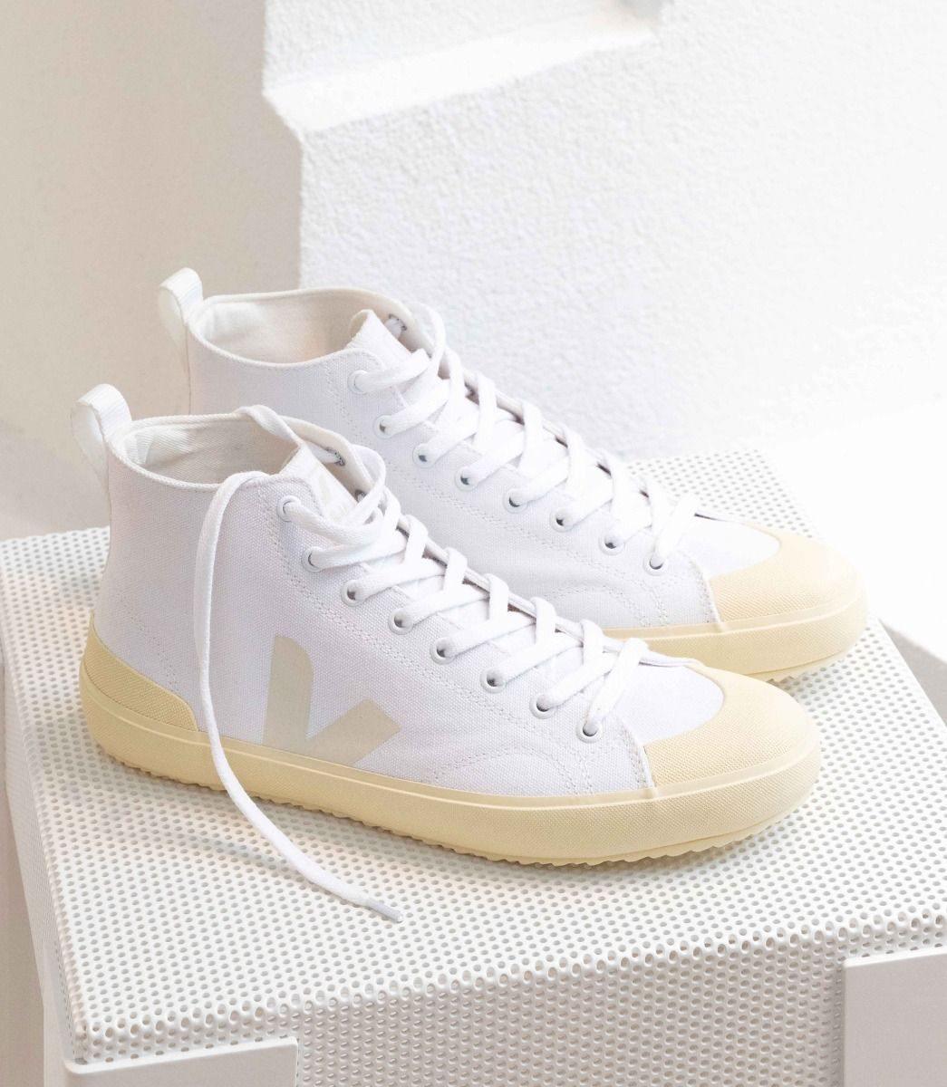 veja nova white canvas hi-top sneakers