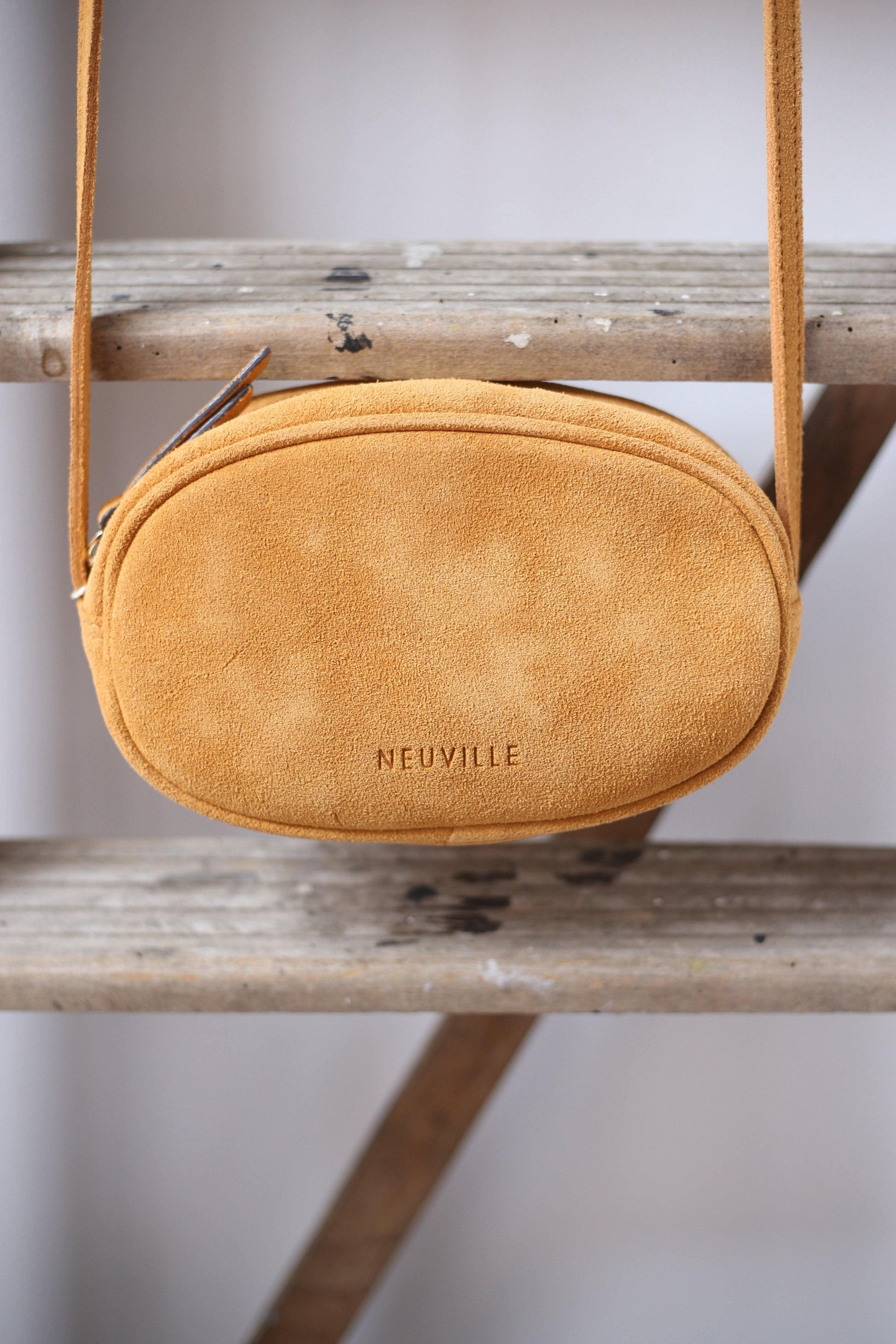 Neuville - Ovale Yellow Suede Cross Body Bag - 32 The Guild 