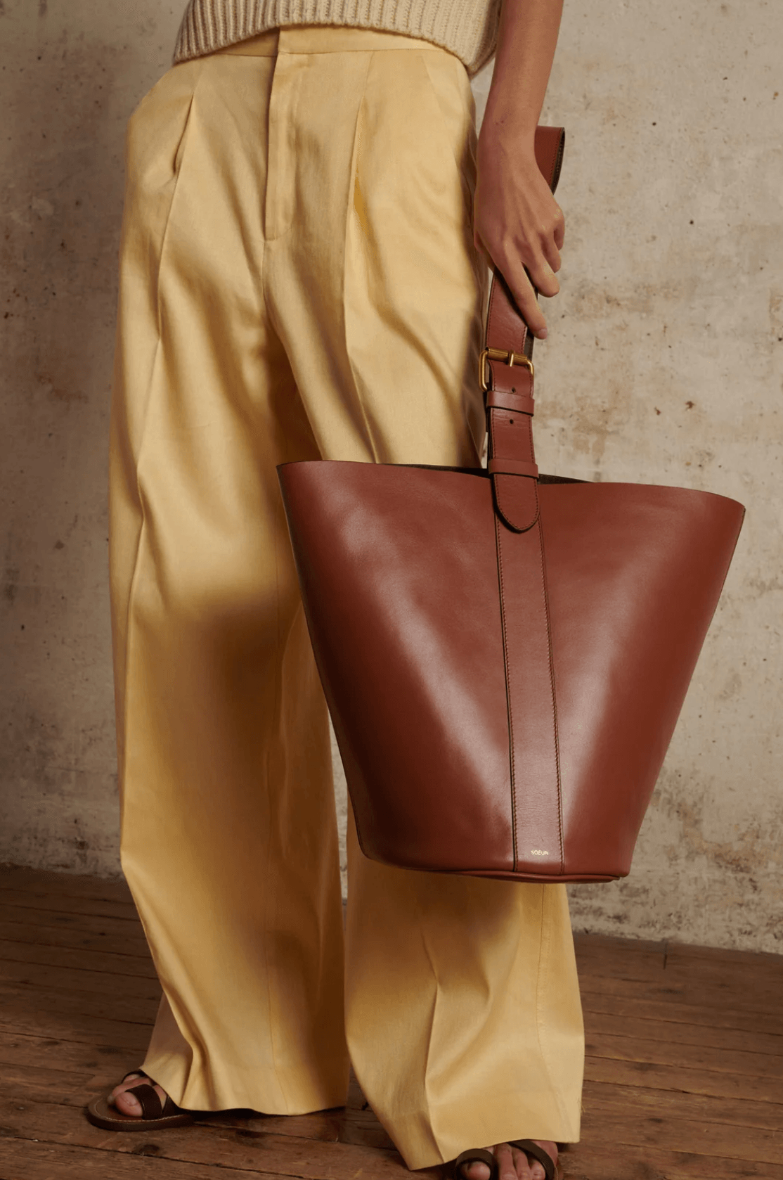 SOEUR Saul Large Bucket Bag, Charcoal at John Lewis & Partners