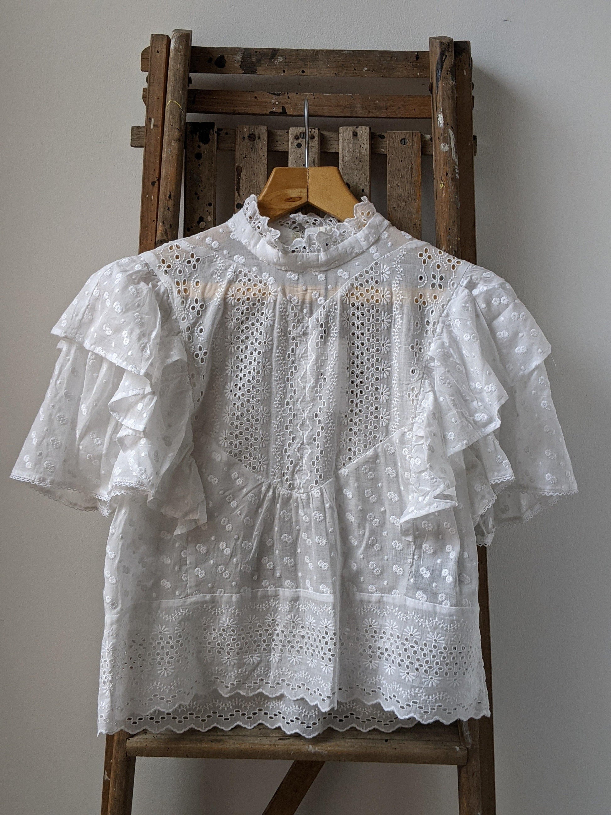 isabel marant etoile tizaina white broderie anglaise ruffle blouse