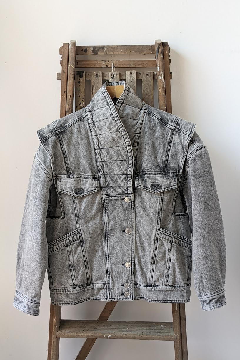 Isabel Marant Etoile - Veronica Light Grey Padded Denim Jacket - 32 The Guild 