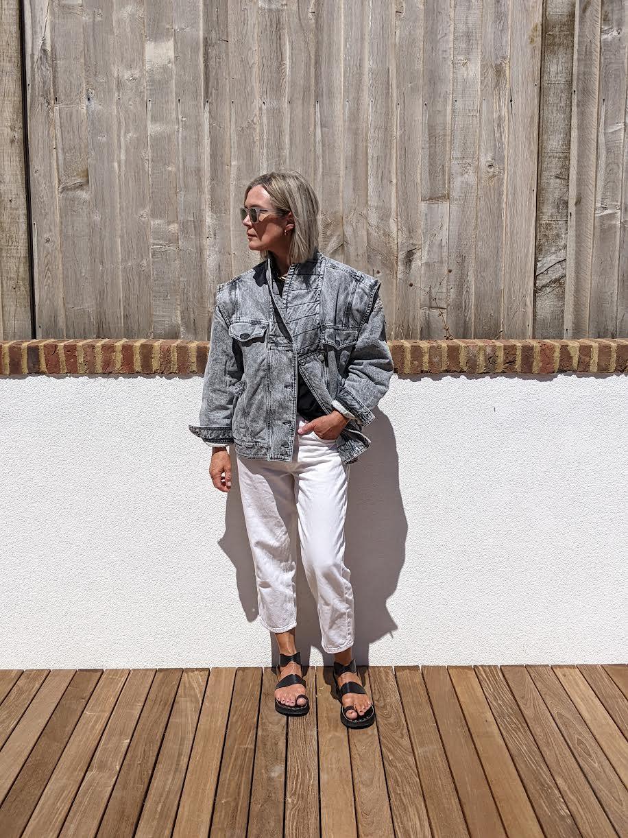 Isabel Marant Etoile - Veronica Light Grey Padded Denim Jacket - 32 The Guild 
